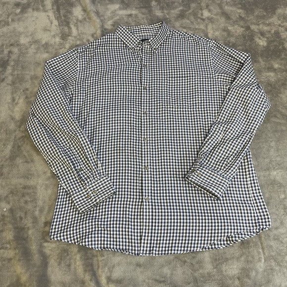 Van Heusen Other - Van Heusen Button Down Mens Large Blue Gingham Check Long Sleeve Dress Shirt